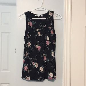 Black floral Tank Top